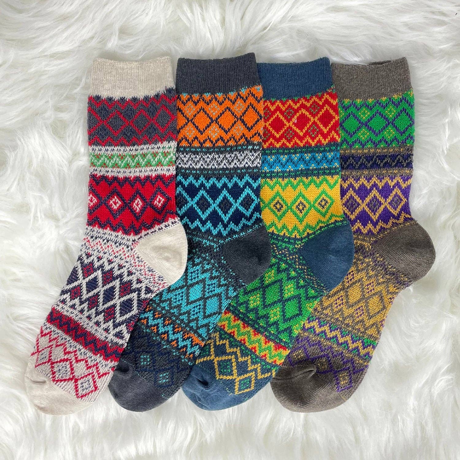 7DAYSSOCKS - Vente Chaussettes – femme - Chaussettes Crew Winter Nordic Jacquard 2 pour femmes4