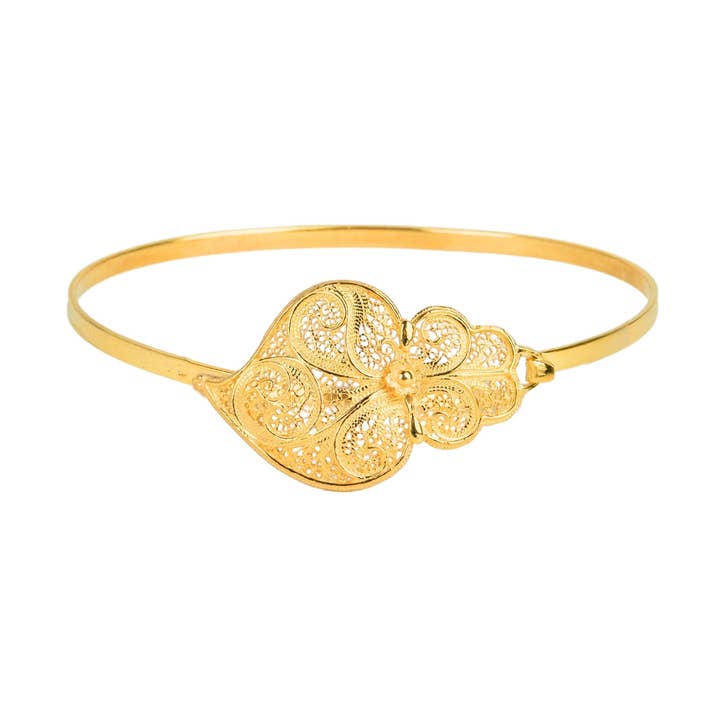 Bracelet Bangle Heart of Viana in Gold Plated Silver for wholesale by PORTUGAL JEWELS