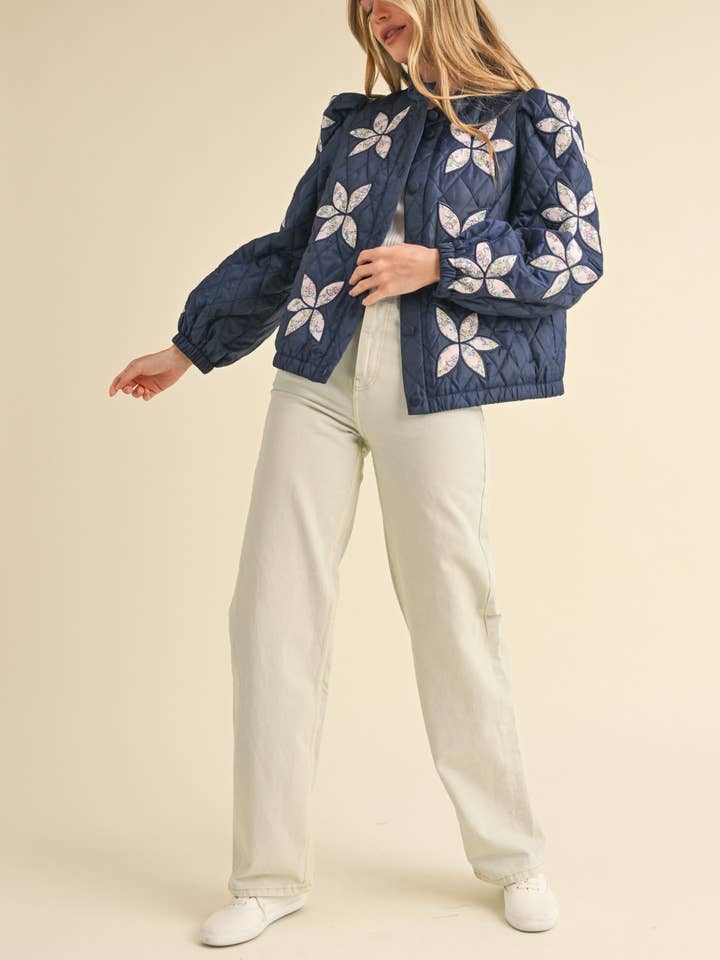 &MERCI - Wholesale Jacket - Women's - QUILTED JACKET WITH FLORAL PATCHWORK MJK330017