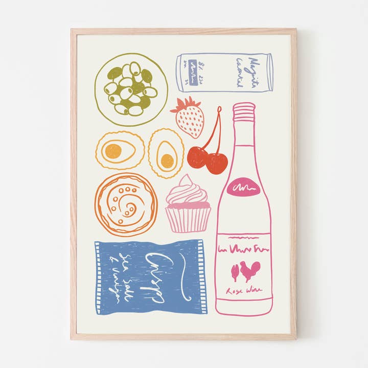 Colourful Kitchen Pantry Wall Art Print for wholesale by P's Emporium