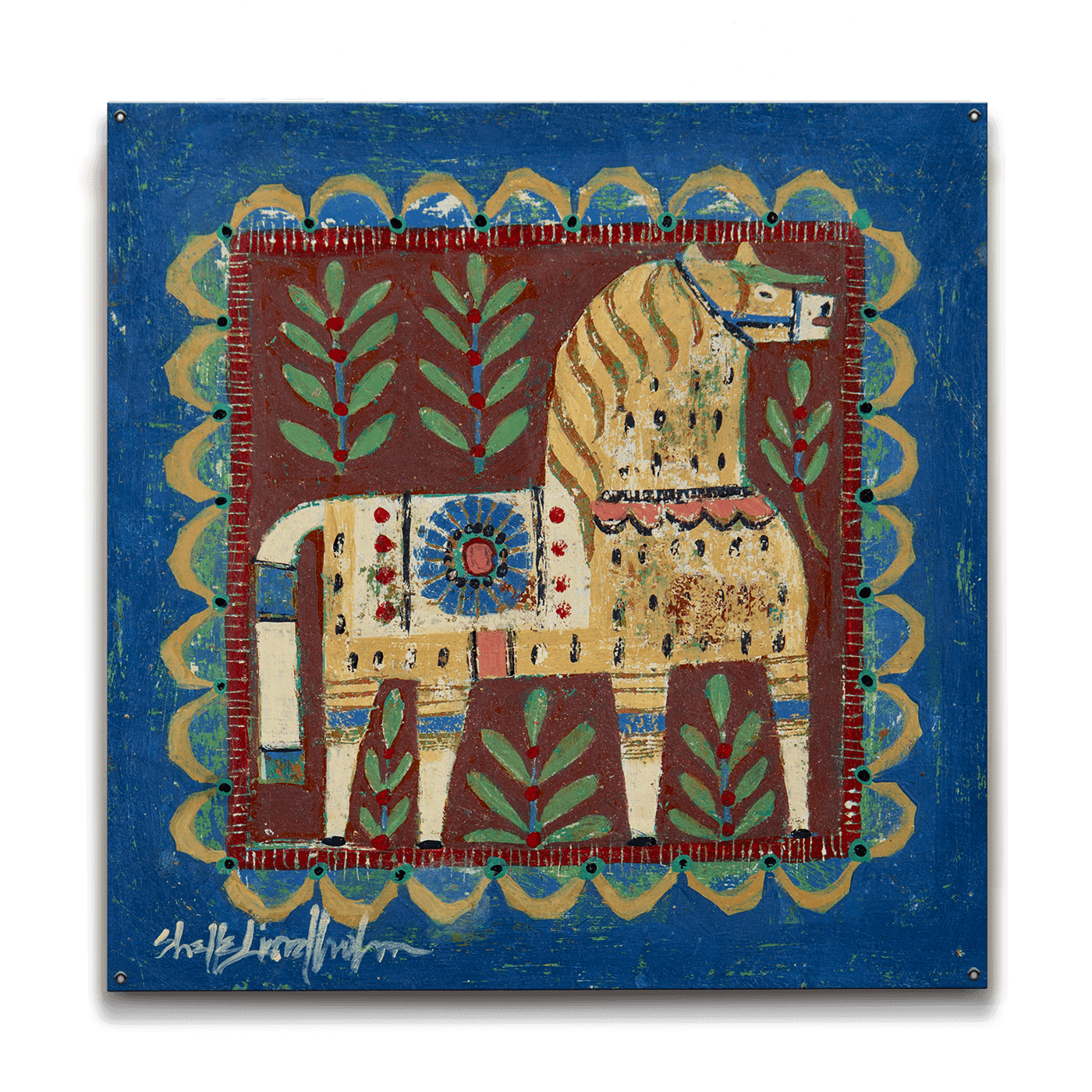 Old Wood Signs - Wholesale Art Print - Cream Dala Horse - Wood & Metal Wall Art0