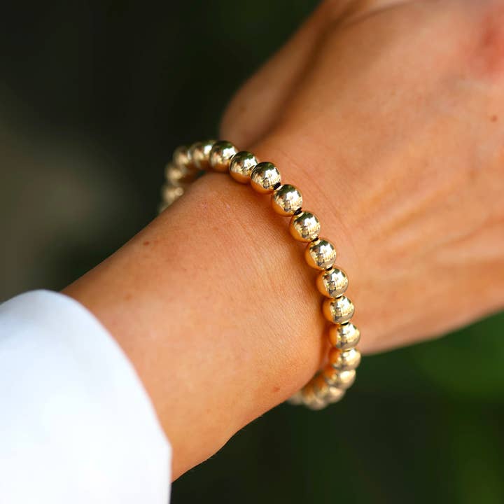 bara boheme - Wholesale Beaded Bracelet - 7mm | Stretchy Anti-Tarnish 14K Gold Filled Bracelet