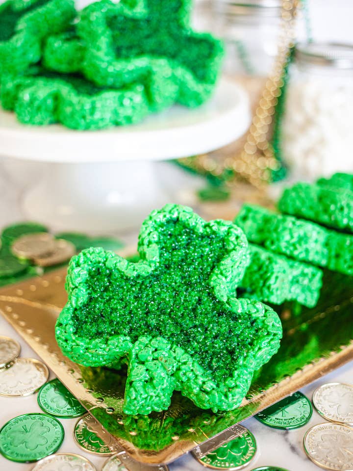 Saint Patrick's Day Shamrock Rice Crispie Treat (Case of 12) for wholesale by Creative Crispies Co.