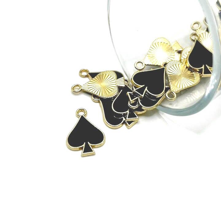 Guerrilla Charm - Wholesale Individual Charm/Pendant - Black Playing Card Spade Charms, 18.5x12.5mm