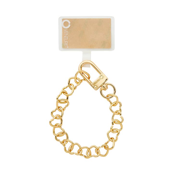 Phone Charm - Gold Heart Chain Phone Wristlet for wholesale by Oventure