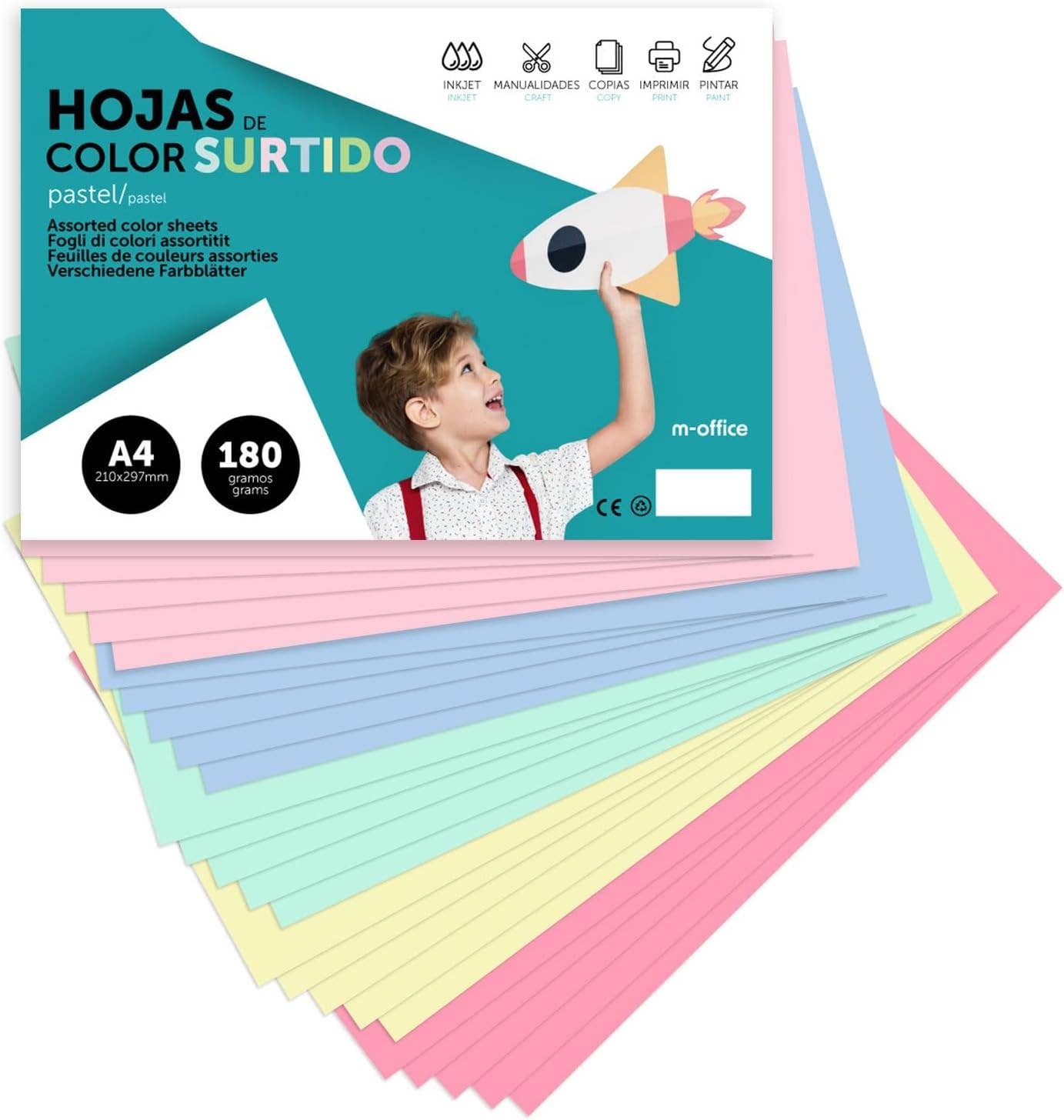 MEDEL OFFICE – material para artesanato por atacado – Cartolina A4 180g Cores Pastel Artesanato - m-office0