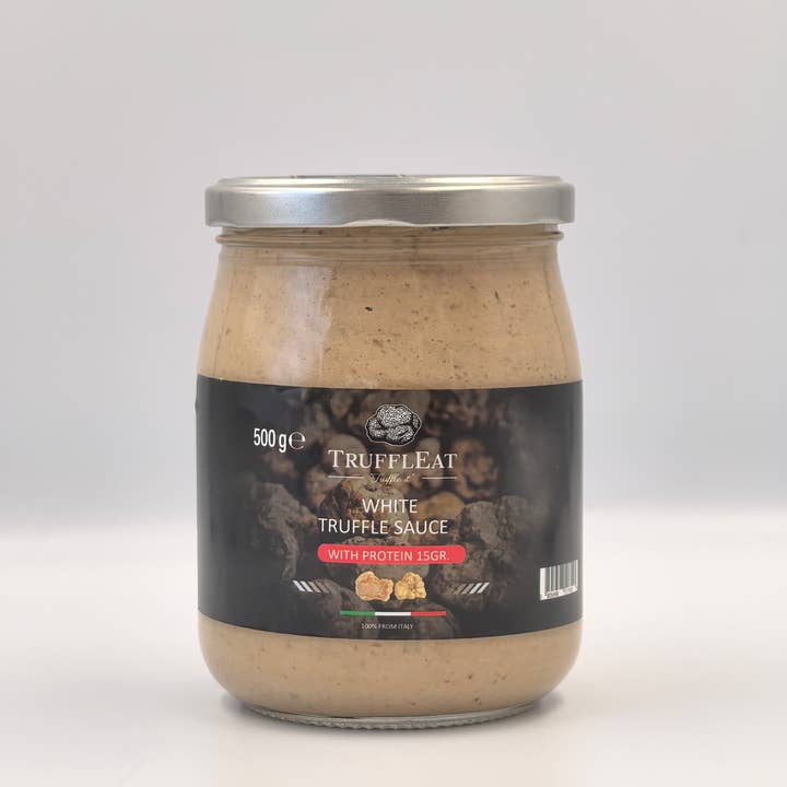 Sauce à la truffe blanche avec 15g de protéines. 500 gr pour la vente par Truffleat srl
