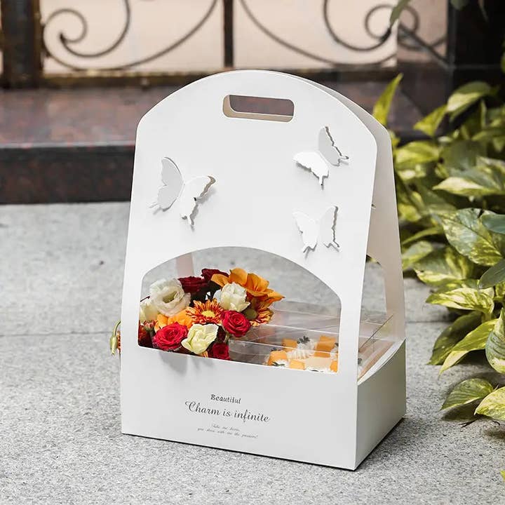 Elegant Design Supply - Wholesale Cake Stand - Butterfly Flower Box with Transparent Cake box included (2 pcs/set)