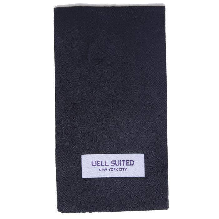 Jacquard Black Straight Fold Pocket Square for wholesale by Well Suited NYC