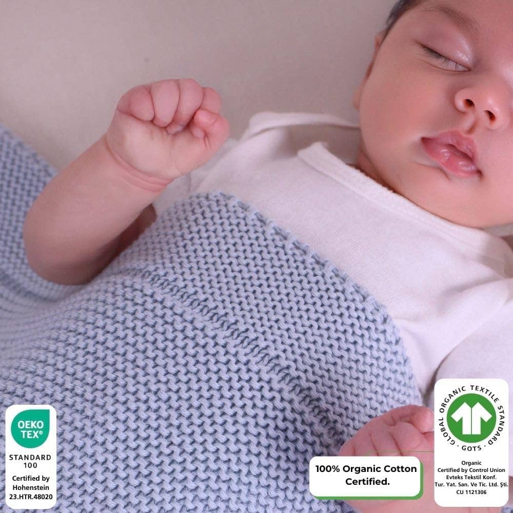 Little Dedi Knitted Blanket Alina 80x100cm - Baby Blue for wholesale on Faire2