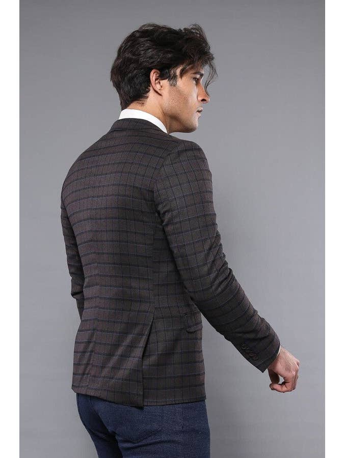 Beige Plaid Brown Jacket with Handkerchief - Wessi for wholesale on Faire