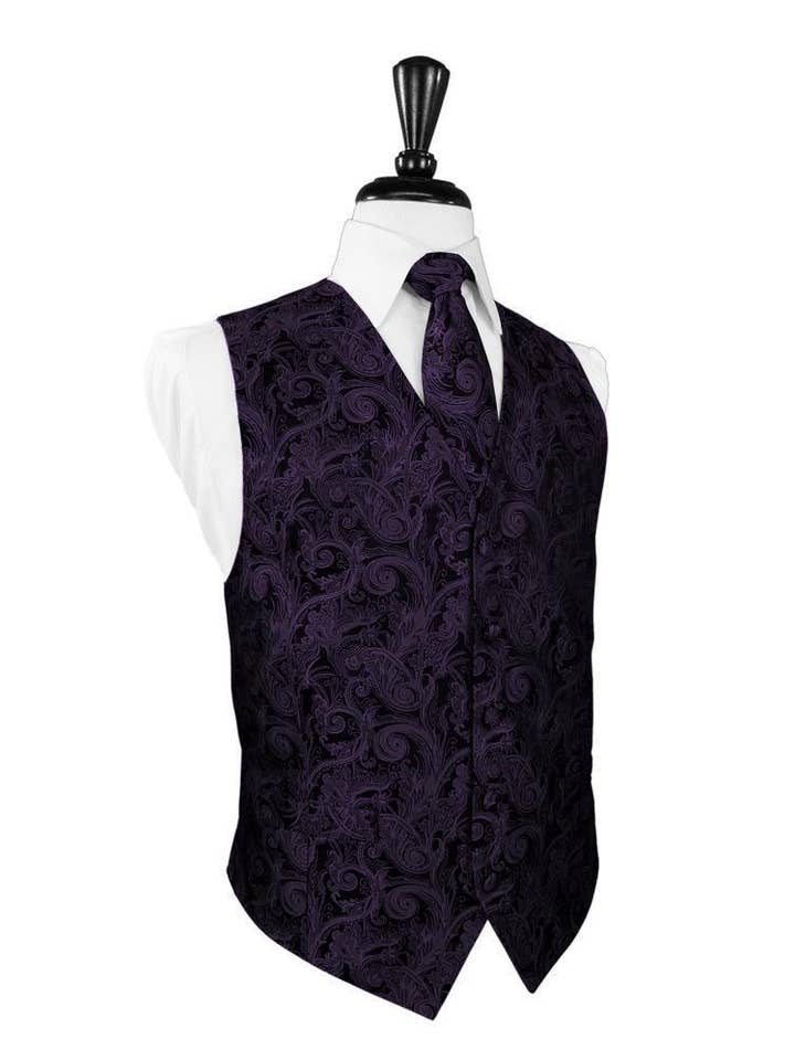 Berry Tapestry Tuxedo Vest for wholesale by Cardi International