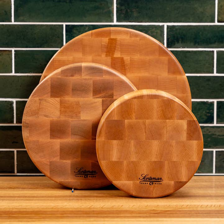 Maple End Grain Round Butcher Block for wholesale by Laurel Mercantile