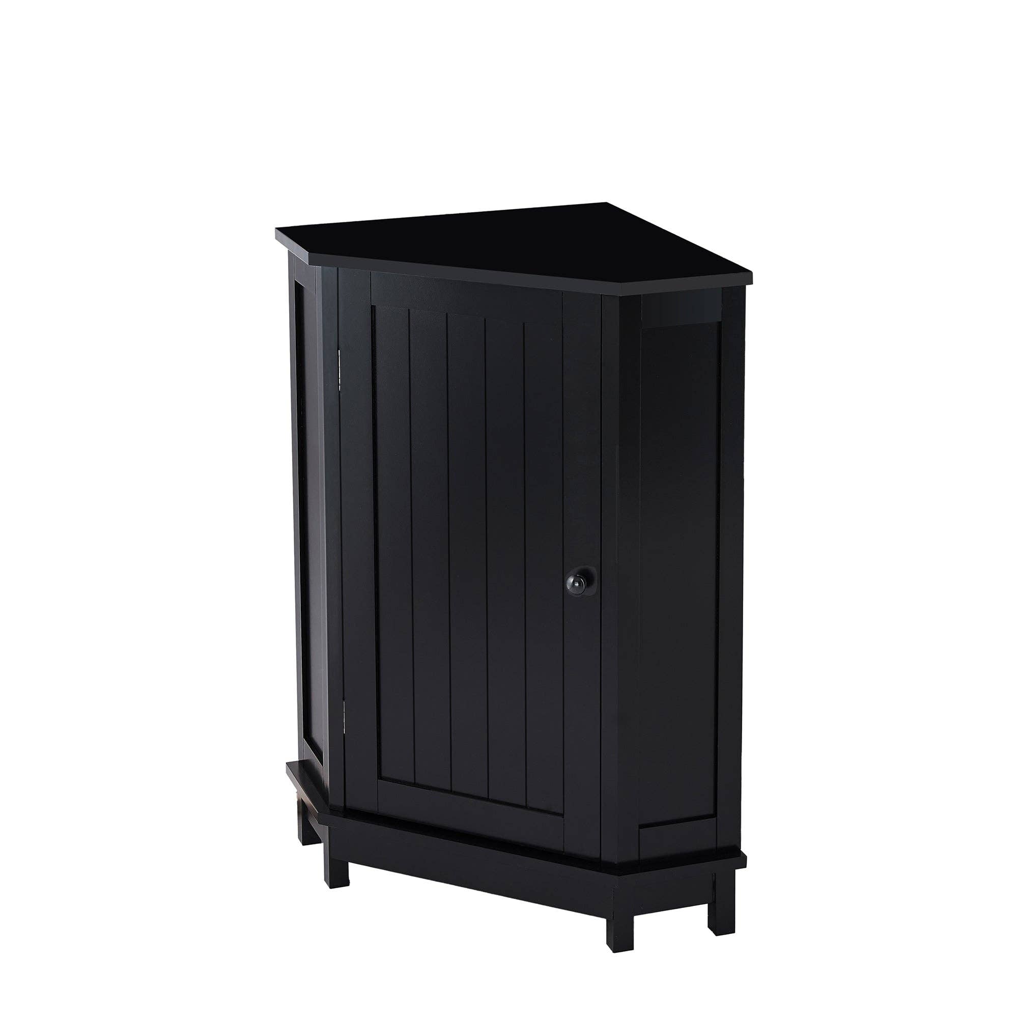 Orange County Decor - Wholesale Cabinet - Black Bathroom Cabinet Triangle Corner Storage Cabinet With Adjustable Shelf Modern Style Mdf Board Black Mdf20