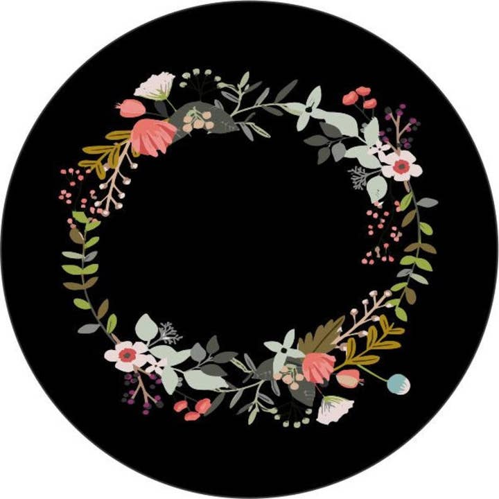 Couvre-pneu de secours noir Floral Circle pour la vente par Dirty Acres