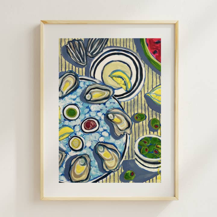 Huîtres en Floride en janvier - Impression d'art, 20x25 cm pour la vente par Devon Grimes