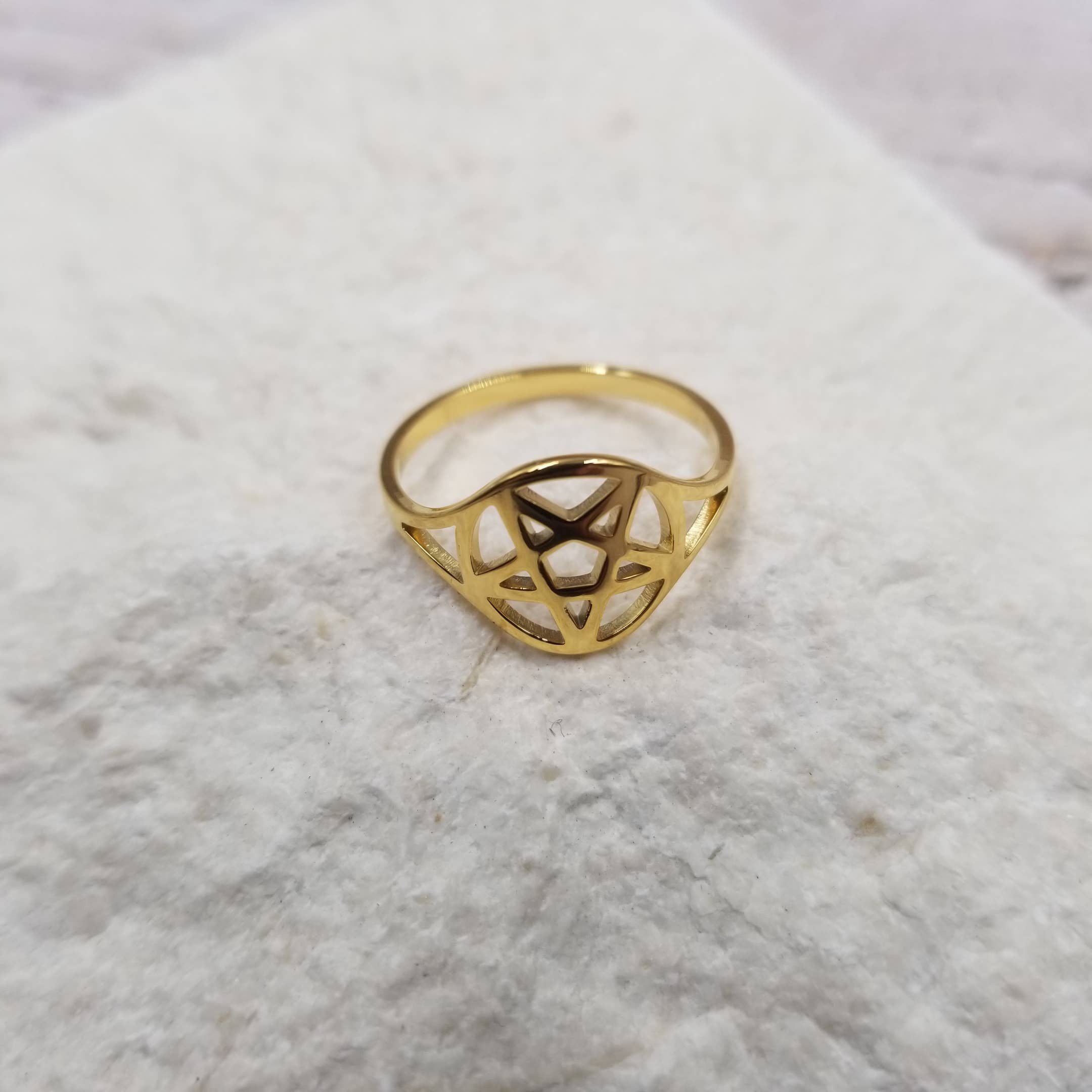 Treasure Wholesale - Wholesale Band/Stacked Ring - Pentagram Ring - Gold , Silver , Rose Gold0