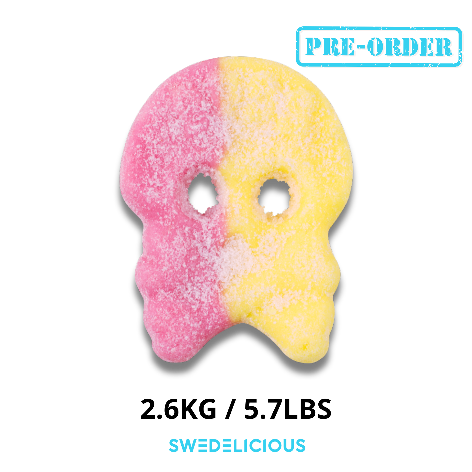Swedelicious - Swedish Candy - Wholesale Gummy - Bubs Sour Foam Lemon/Raspberry Skulls - Swedish Candy0