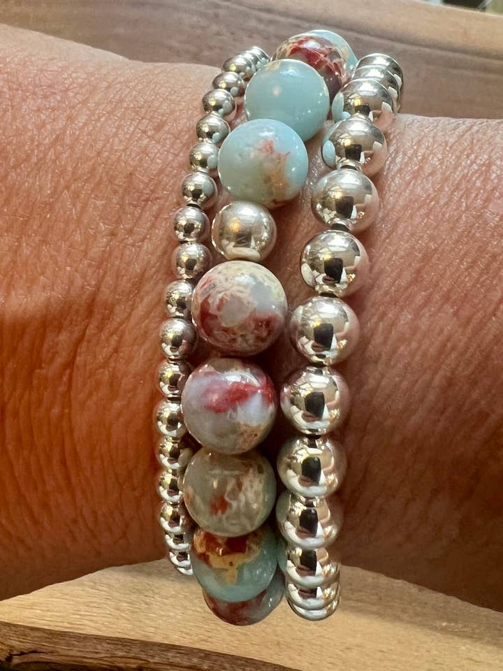 Bracelet Empilé en Jaspe Opale Africain pour la vente par Hockley Designs