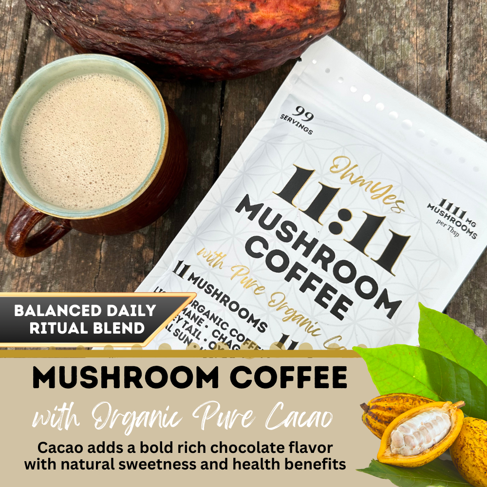 OHM Cacao – wholesale Instant coffee/espresso – OhmYes 11:11 | Mushroom Coffee + Cacao | 99 Servings - 7oz5