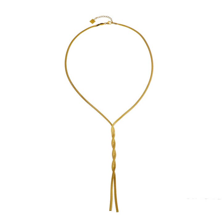 GILMA Snake Skin struktureret sammenflettet Lariat-kædehalskæde for engroshandel hos HACKNEY NINE