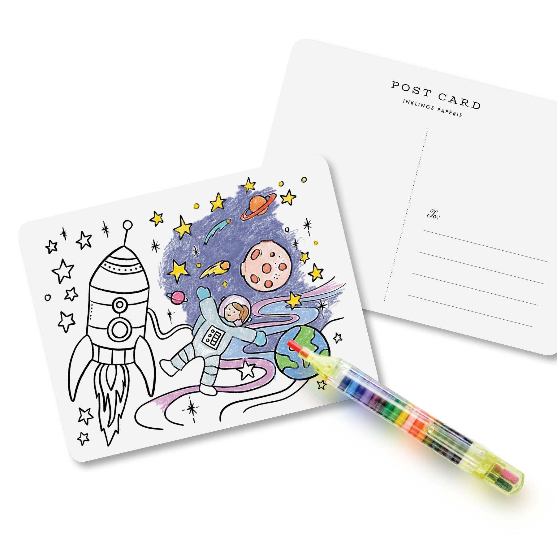 Inklings Paperie - Wholesale Postcard - Color-In Postcard Kit -Kids Adventure4