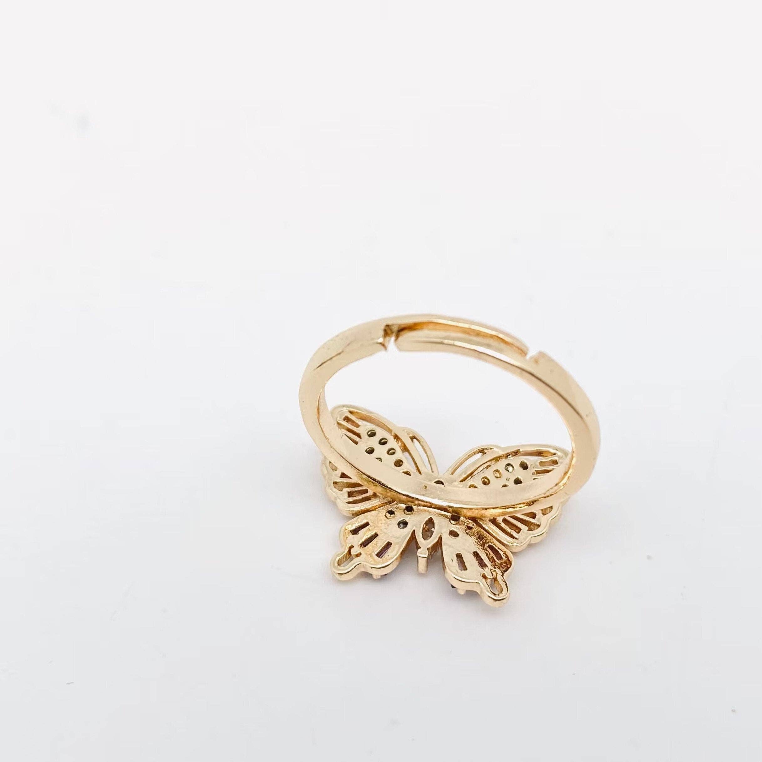 Mio Queena – wholesale Multi-stone ring – Multicolor Cubic Zirconia Butterfly Adjustable Ring3