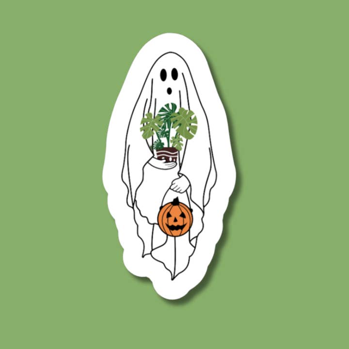 Sticker met plantengeest, Halloween-stickers, plantenstickers voor wholesale door The Vinyl Rose