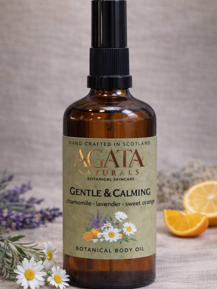 Gentle Body Oil with Chamomile & Lavender for Sensitive Skin for wholesale by Agata Naturals Ltd