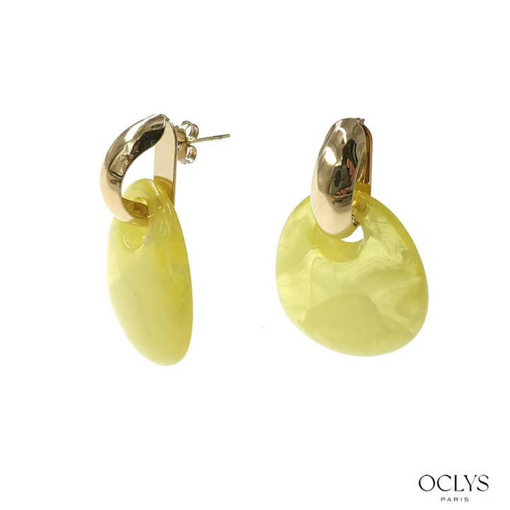 Oclys - Wholesale Dangle Earrings - Resin earrings with gold stainless steel Paola8