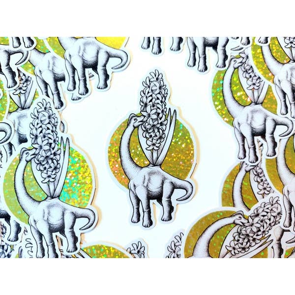 Dinobulb Flower Yellow Glitter Sticker for wholesale by Digitaldreamcloud