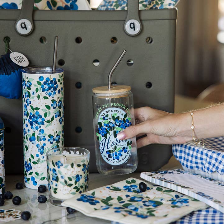 Paper Farm Press - Wholesale Drinking Glass/Cup - Blueberry Faith Glass Can4