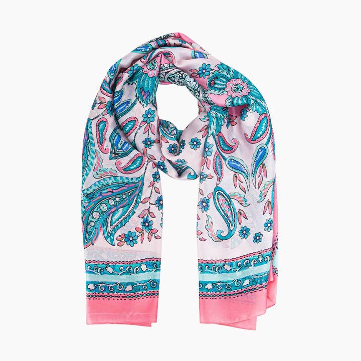 Lenço Leve Haven - Azul, Estampa Paisley por atacado de Sarta