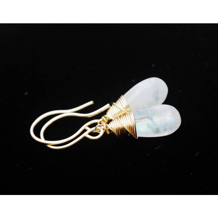 Stunning Moonstone Dangle Earrings // Amazing, Aaa, Blue Flash, Rainbow Moonstone // Wire Wrapped Jewelry // Lovingly Handmade In Hawaii // for wholesale by Treehouse Jewelry Hawaii