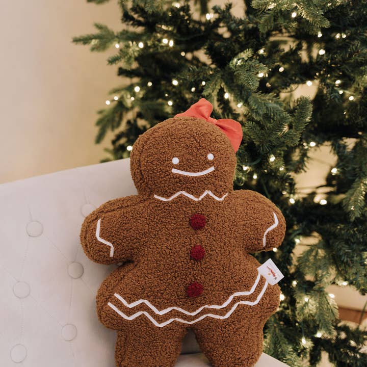 Buttercup Lynne Boutique - Wholesale Throw/Decorative Pillow - Ruby Sugar Gingerbread Sherpa Pillow6