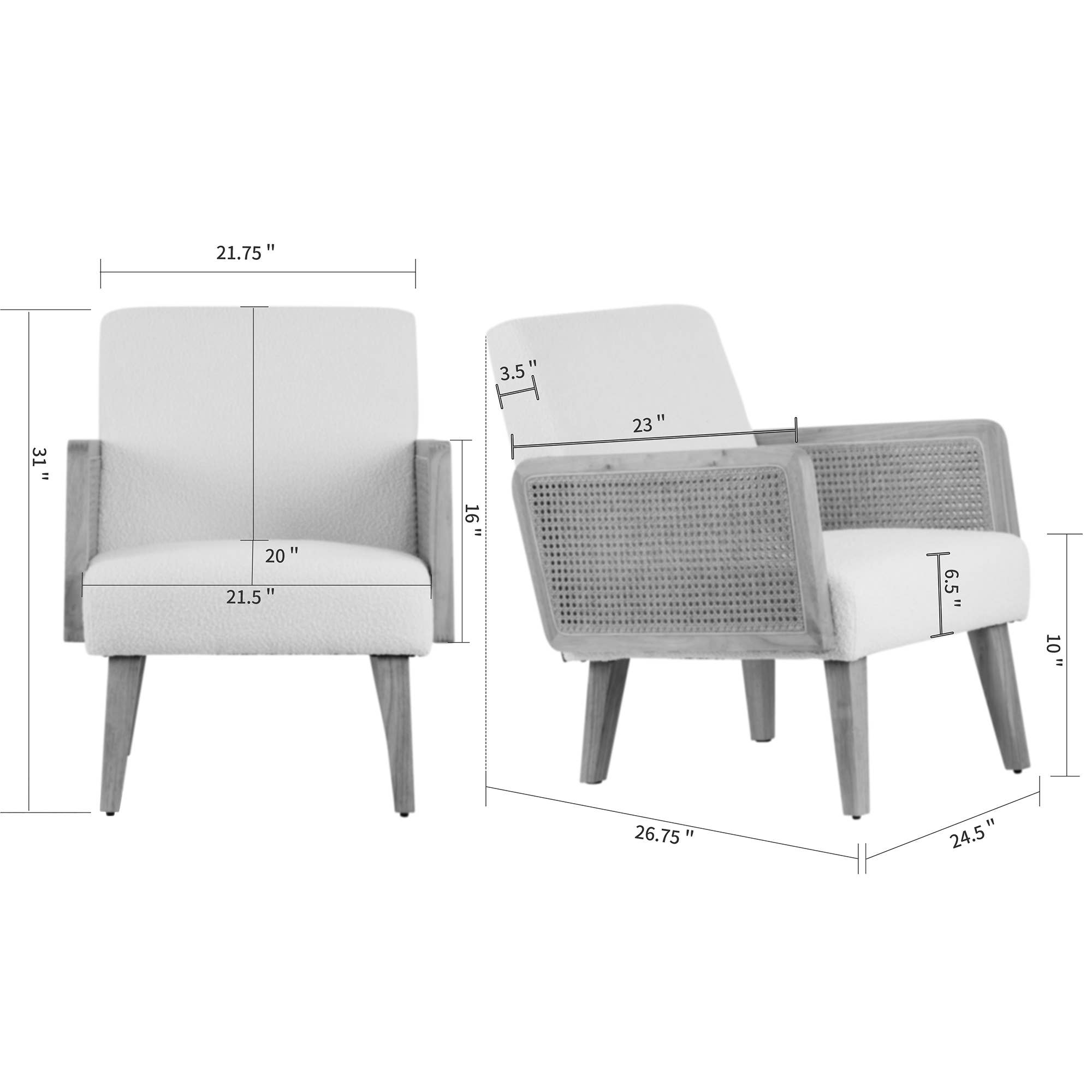 Glamour Home - Wholesale Chair - Ayaki White Woven Accent Chair with Rattan Arms7