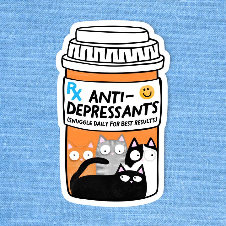 Radical Buttons - Wholesale Sticker - Cats are antidepressants, Cat lover sticker, Laptop sticker0