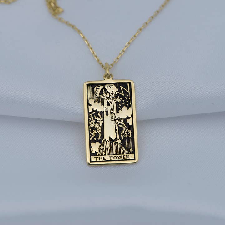 The Tower Tarot gegraveerde hanger van 925 sterling zilver voor wholesale door DreamedBy