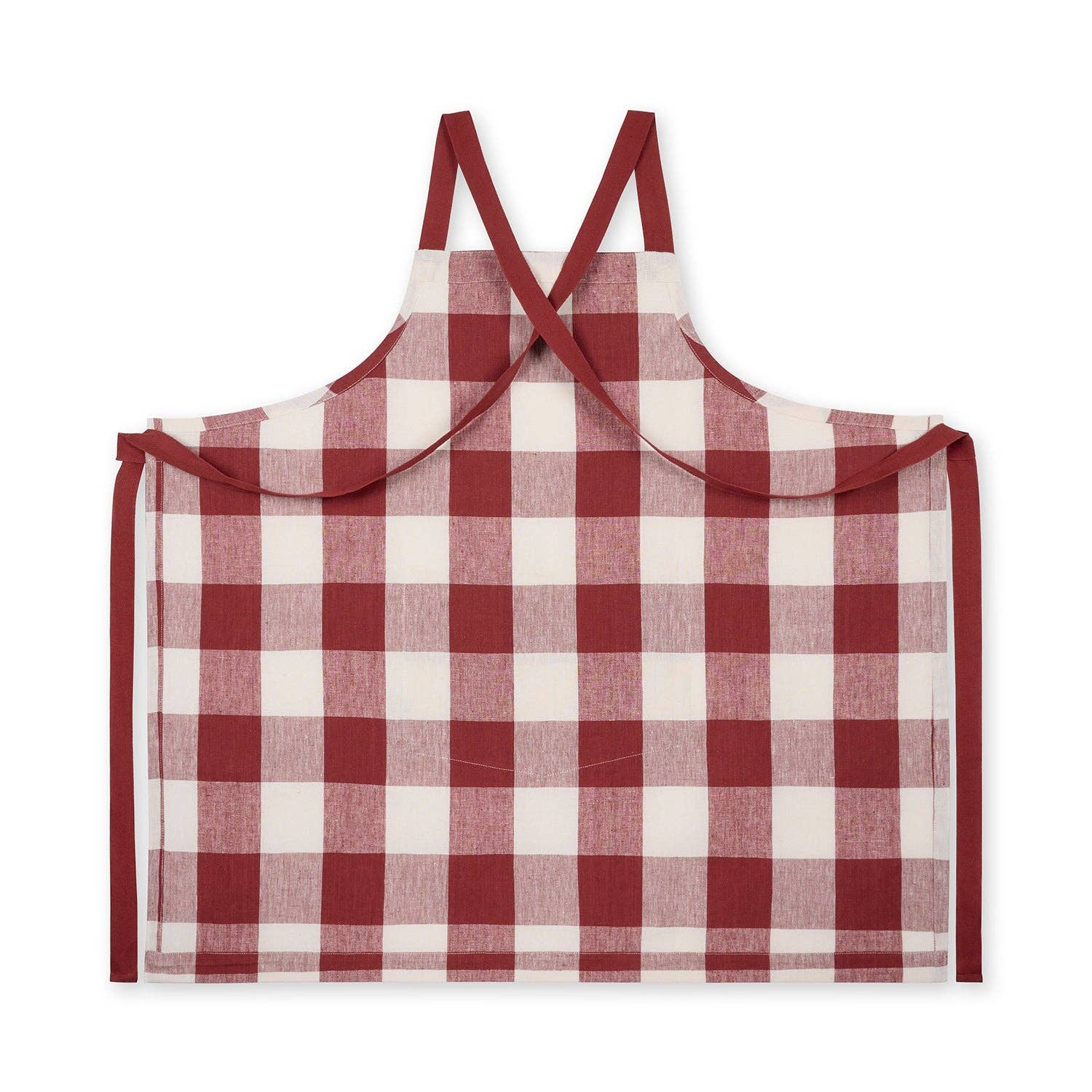 Sophie Allport - Wholesale Apron - Rustic Red Gingham Linen Cross Back Apron3