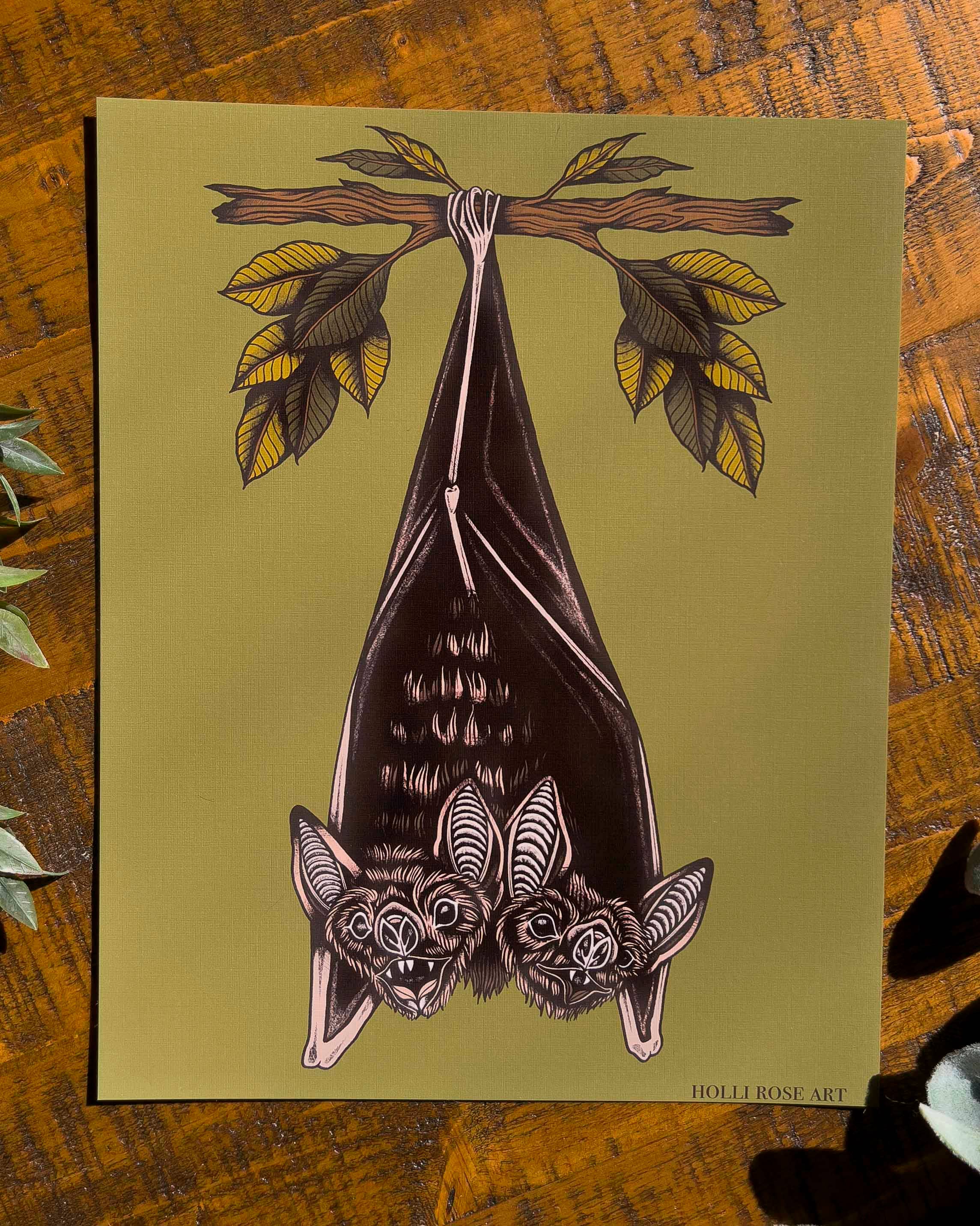 Holli Rose Art - Wholesale Art Print - Two Headed Bat Art Print1