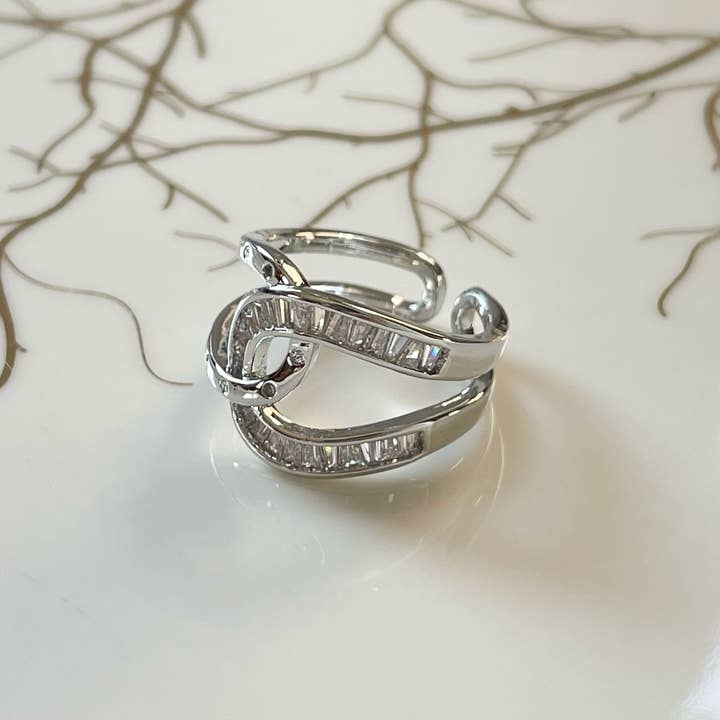 Loli - Wholesale Multi-Stone Ring - Bold Knot Sparkling Gemstone Adjustable Ring, Elegant Design7