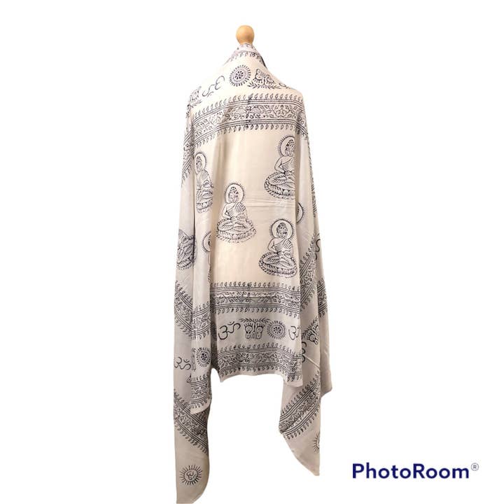 Funky Yak Ltd - Wholesale Yoga Towel - Om Print Cotton Prayer Yoga Meditation Shawl Unisex8