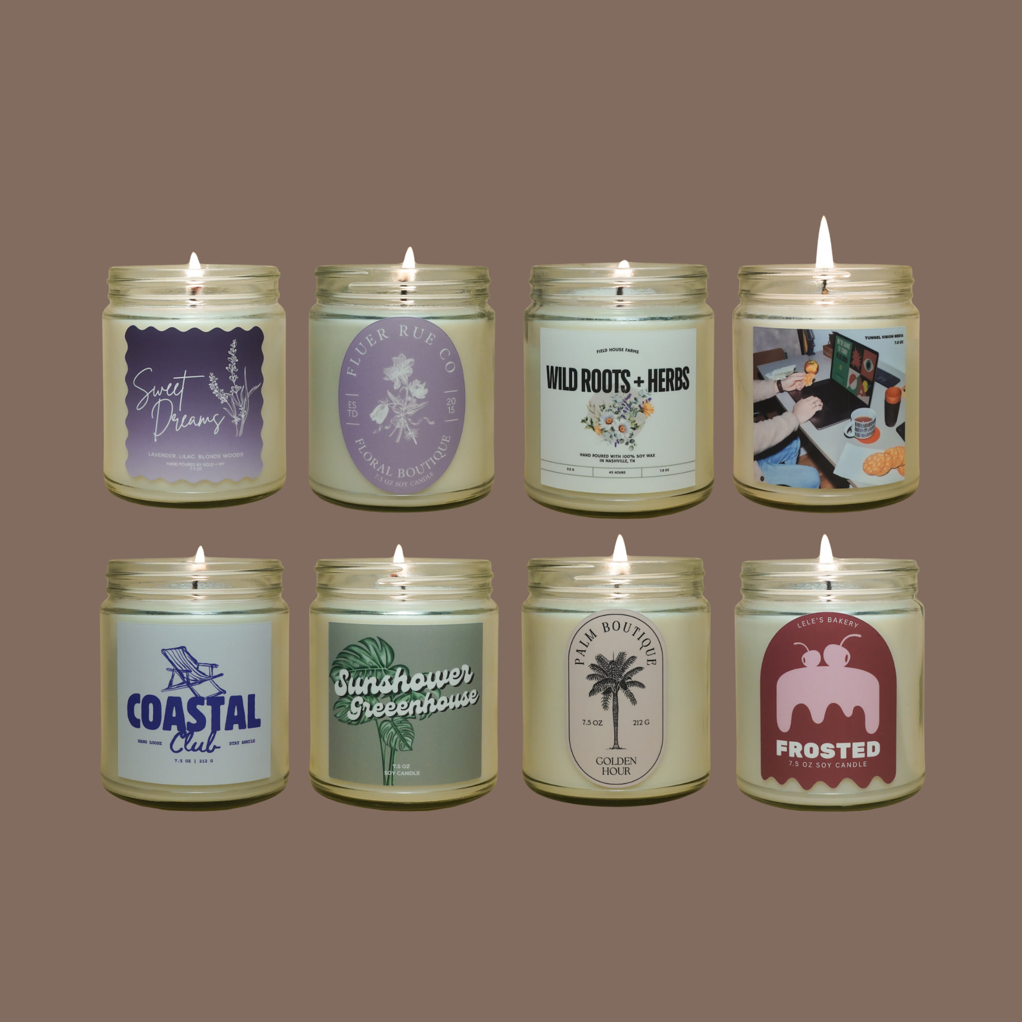 gold + ivy - Wholesale Jar/Filled Candle - Custom Branded Soy Candles - 7.5 oz - Clear1