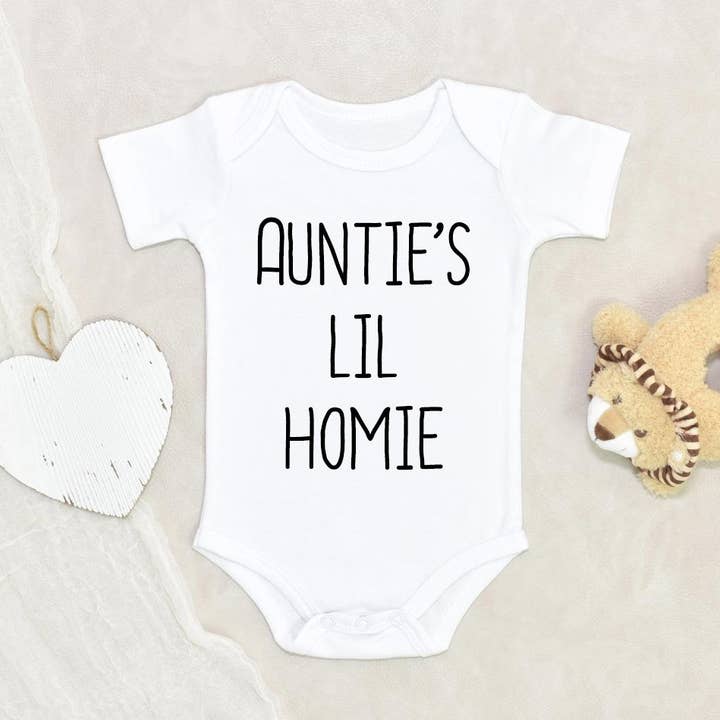 Baby Shower Gift - Auntie's Lil' Homie Baby Onesie for wholesale by NewBabyWishes