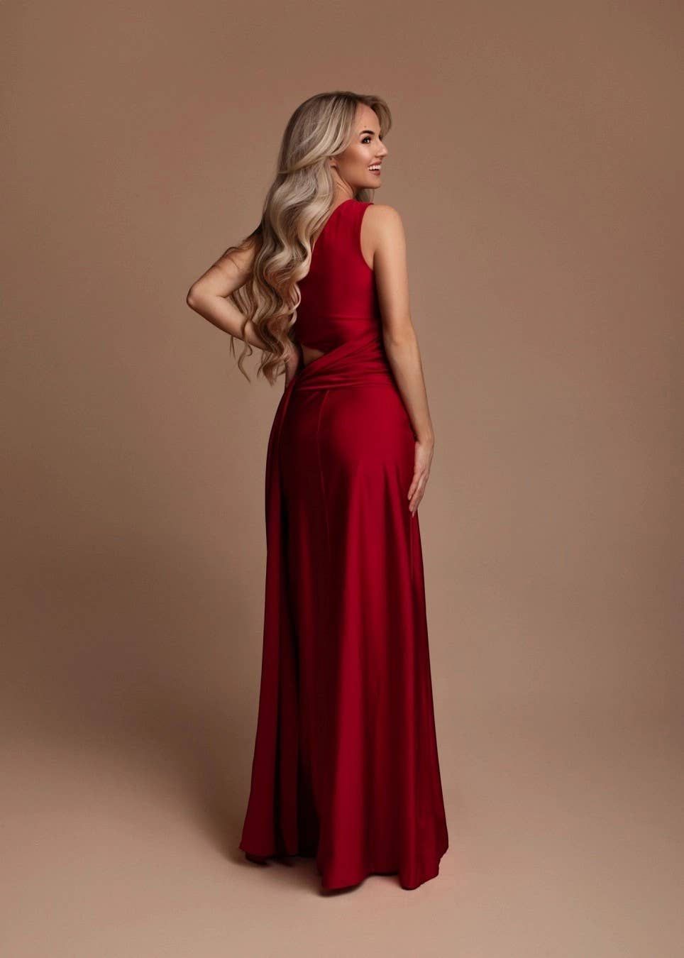 Eva & Lola - Epsilonn - Wholesale Gown - Women's - Asymmetrical Long Dress with Cutout and Elegant Slit - HM24357