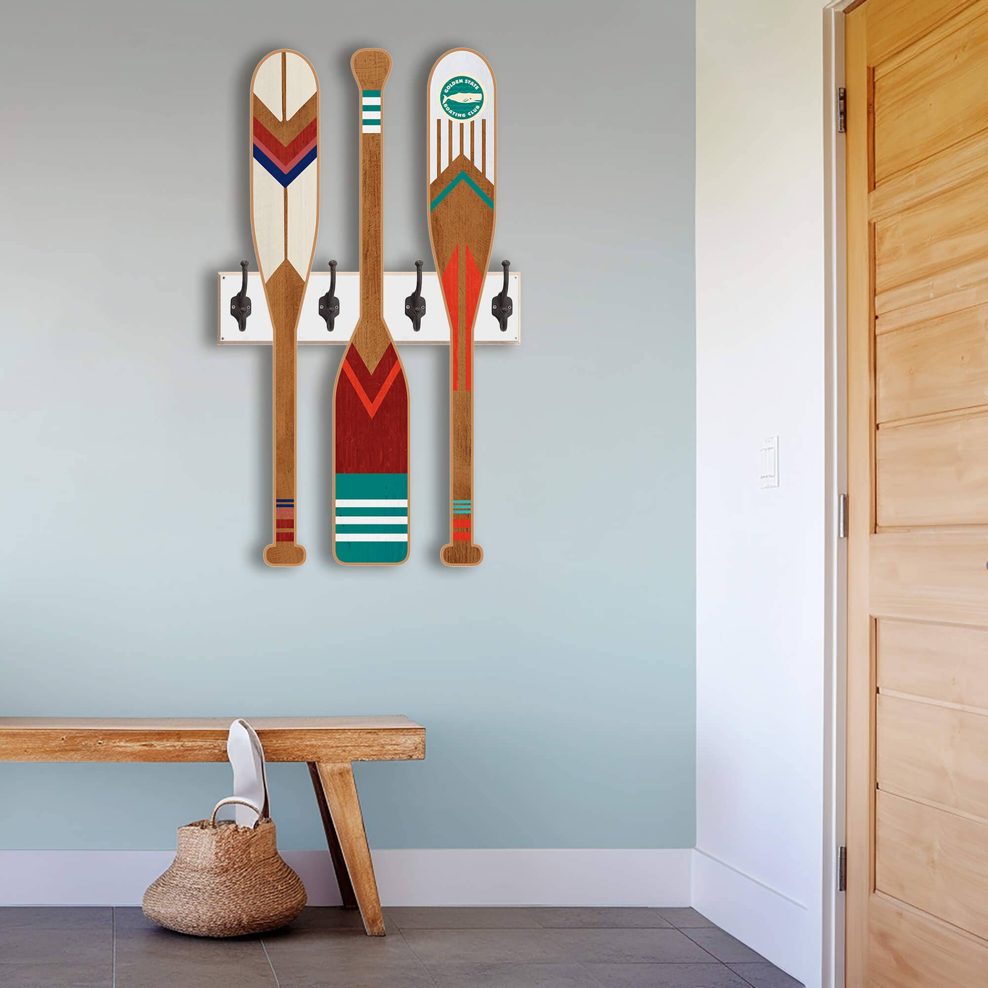 Old Wood Signs - Wholesale Wall Accent - Oar Coatrack - Classic Trio Edition15