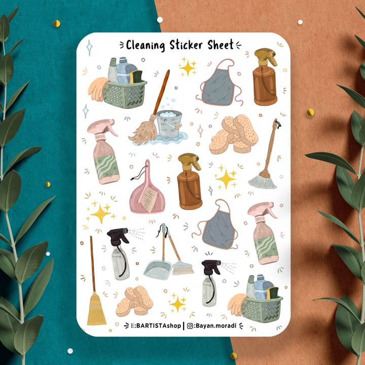Rengöring klistermärke ark, Planner Klistermärken, Klistermärken, sysslor för wholesale av Bartista