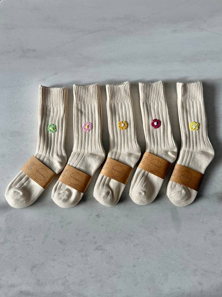 CALZINI FIORITI ALL'UNCINETTO FELICI per la vendita all'ingrosso da parte di Billy Bamboo