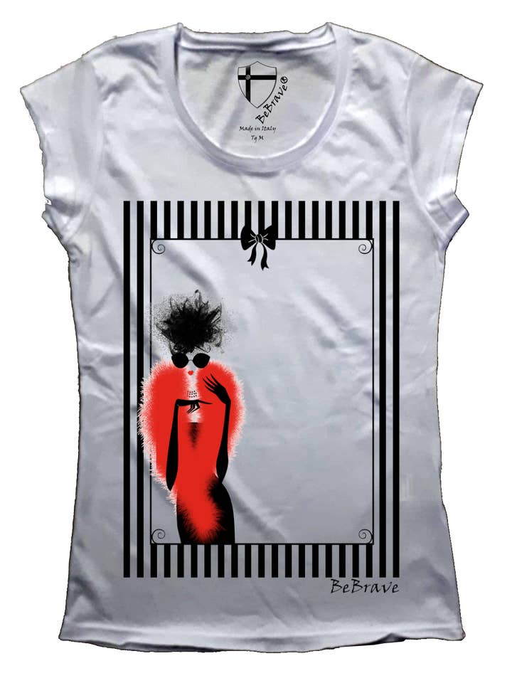 DAMES T-SHIRT KATOEN MET DAMESPRINT voor wholesale door BeBrave