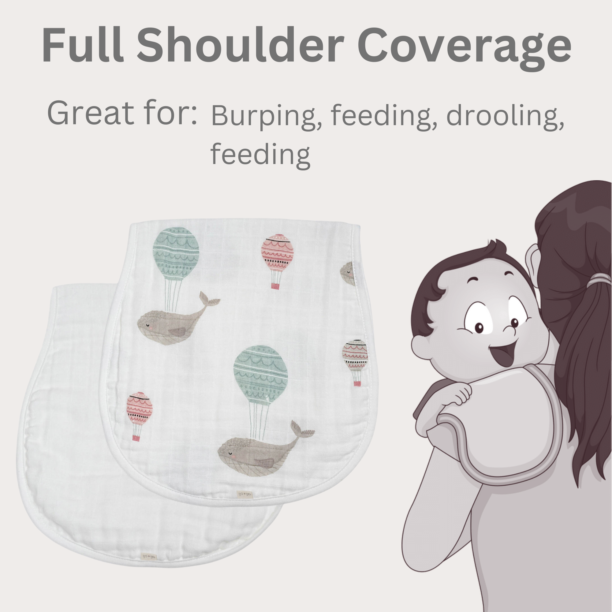 Ali+Oli - Wholesale Spuugdoekjesset - Baby - Set van 2 stuks mousseline spuugdoeken van bamboe (walvis/wit)2